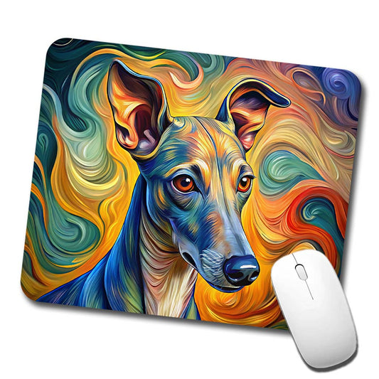 Italian Greyhound Dog Expressionism Art Low Profile Mouse Pad Mat