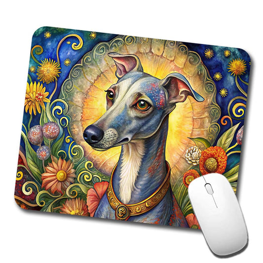 Italian Greyhound Dog French Bohemian Art Low Profile Mouse Pad Mat