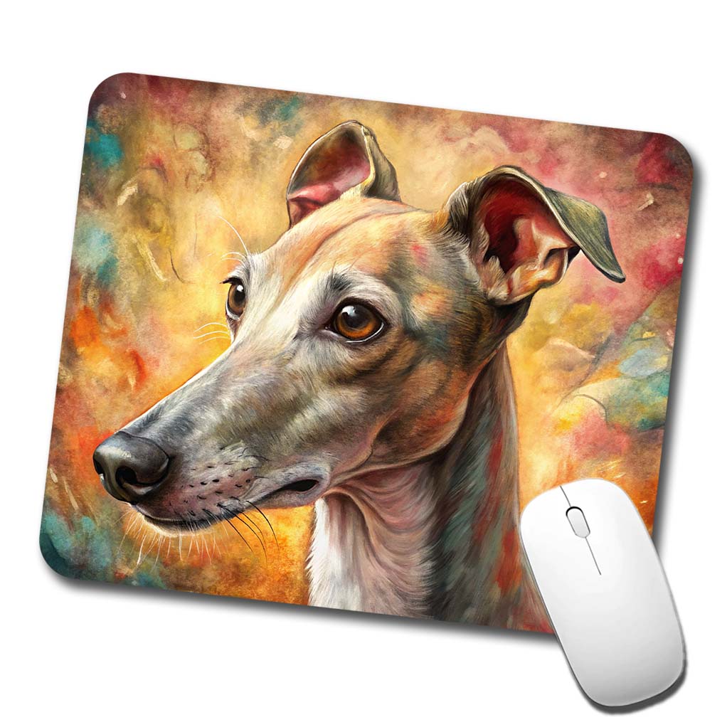 Italian Greyhound Dog Illustration Low Profile Mouse Pad Mat