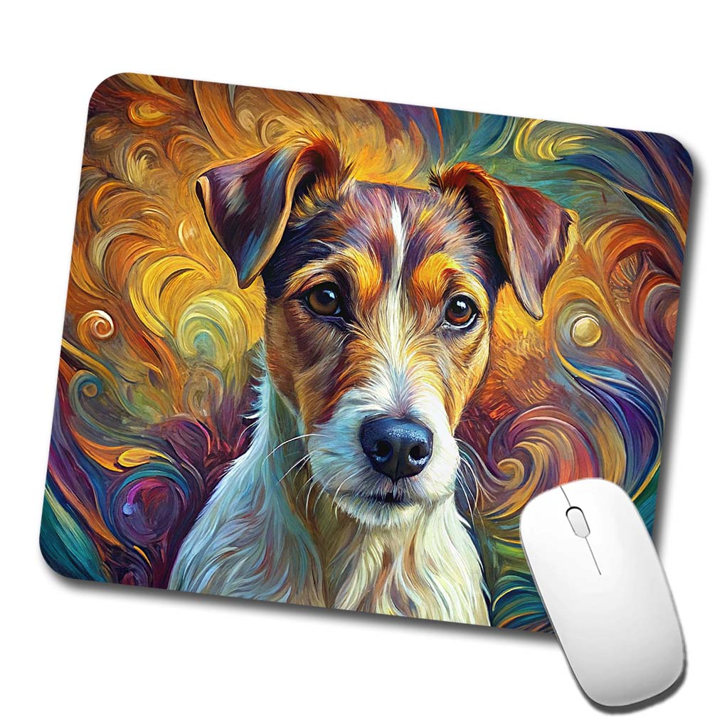 Jack Russell Terrier Dog Abstract Art Low Profile Mouse Pad Mat
