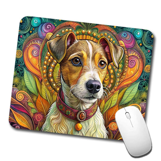 Jack Russell Terrier Dog Bohemian Art Low Profile Mouse Pad Mat