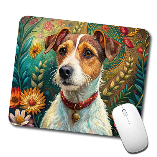 Jack Russell Terrier Dog French Bohemian Art Low Profile Mouse Pad Mat