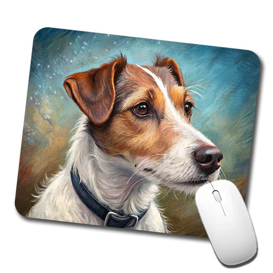 Jack Russell Terrier Dog Illustration Low Profile Mouse Pad Mat
