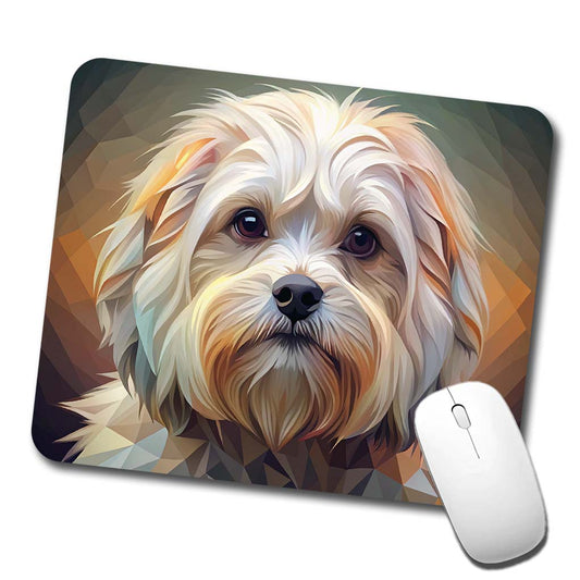 Maltese Dog Abstract Stylized Art Low Profile Mouse Pad Mat