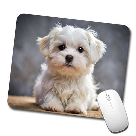 Maltese Dog Puppy Photo Low Profile Mouse Pad Mat