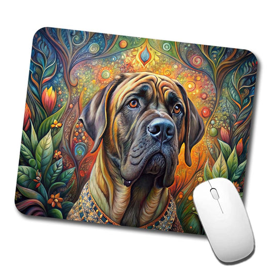 Mastiff Dog Bohemian Art Low Profile Mouse Pad Mat