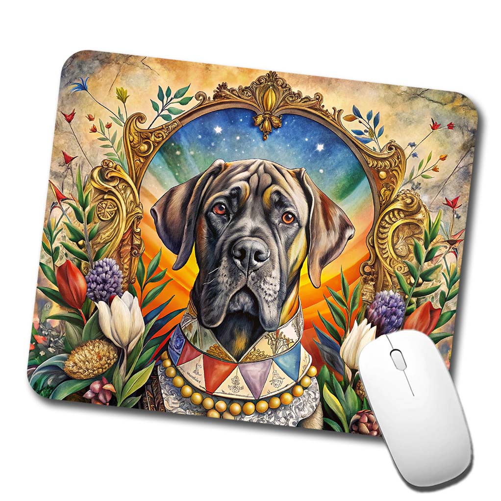 Mastiff Dog French Bohemian Art Low Profile Mouse Pad Mat