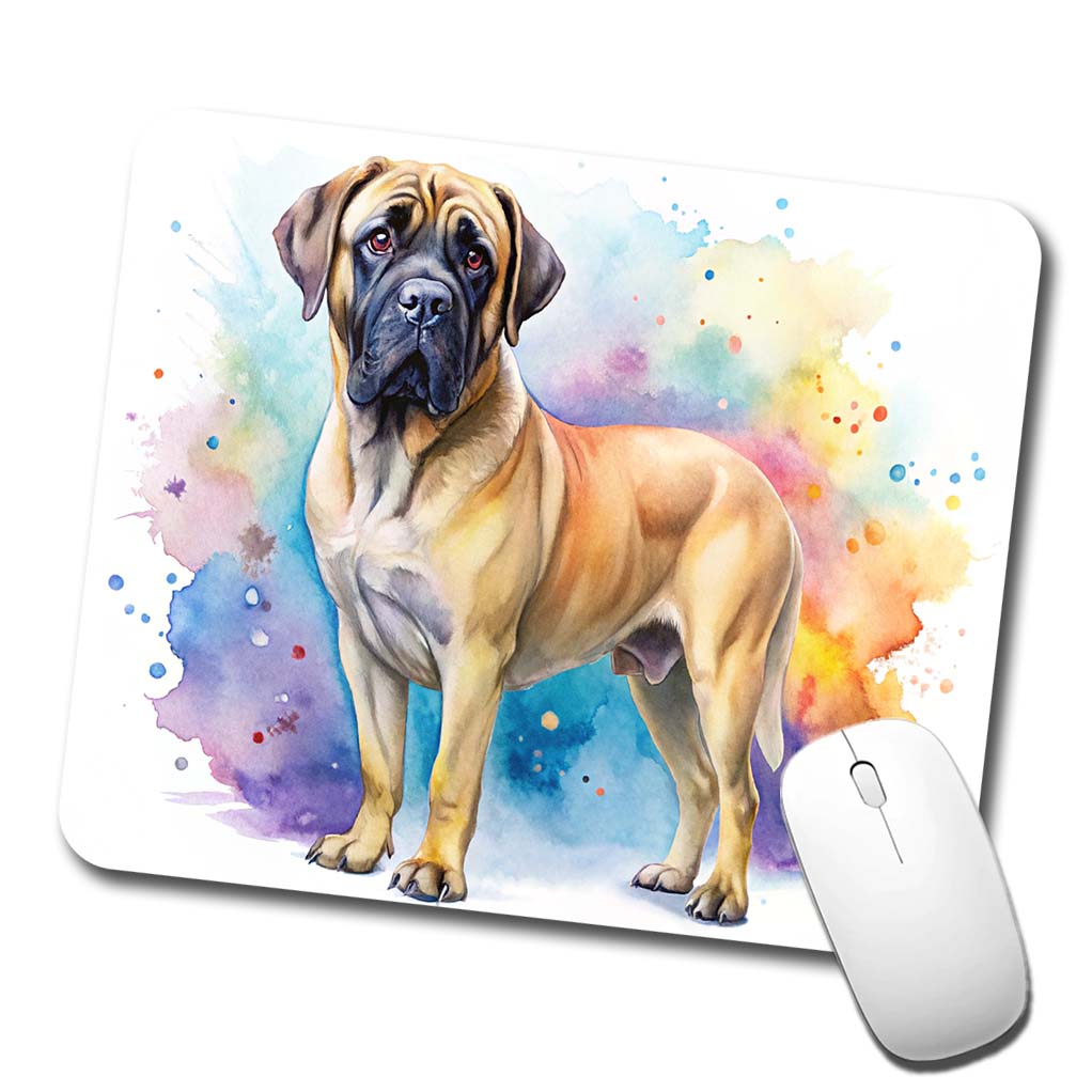 Mastiff Dog Watercolor Style Low Profile Mouse Pad Mat