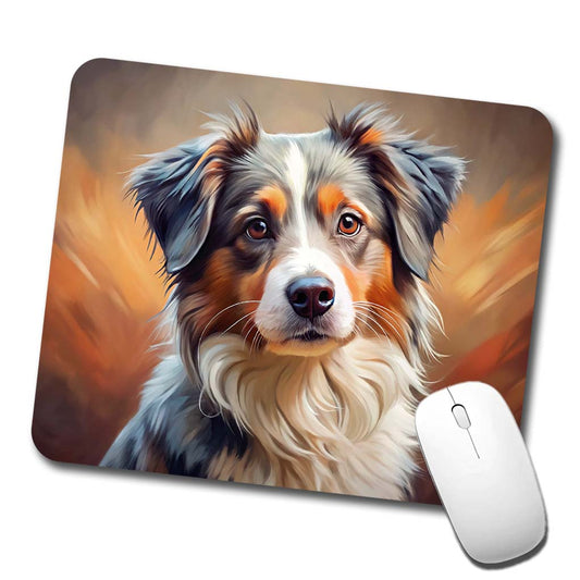 Miniature American Shepherd Dog Expressionism Art Low Profile Mouse Pad Mat