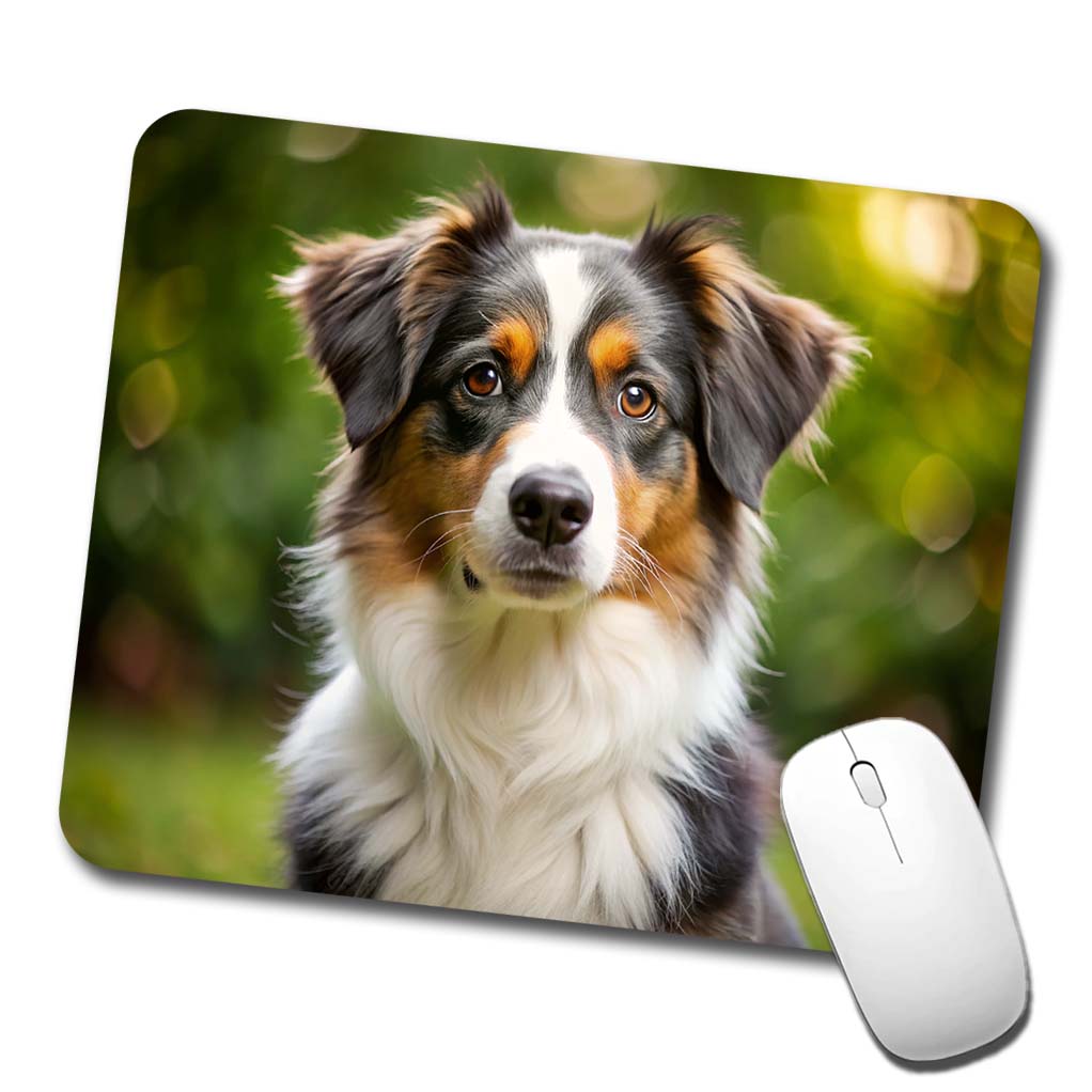 Miniature American Shepherd Dog Photo Low Profile Mouse Pad Mat