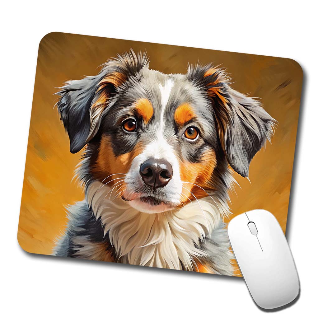 Miniature American Shepherd Dog Pop Art Low Profile Mouse Pad Mat