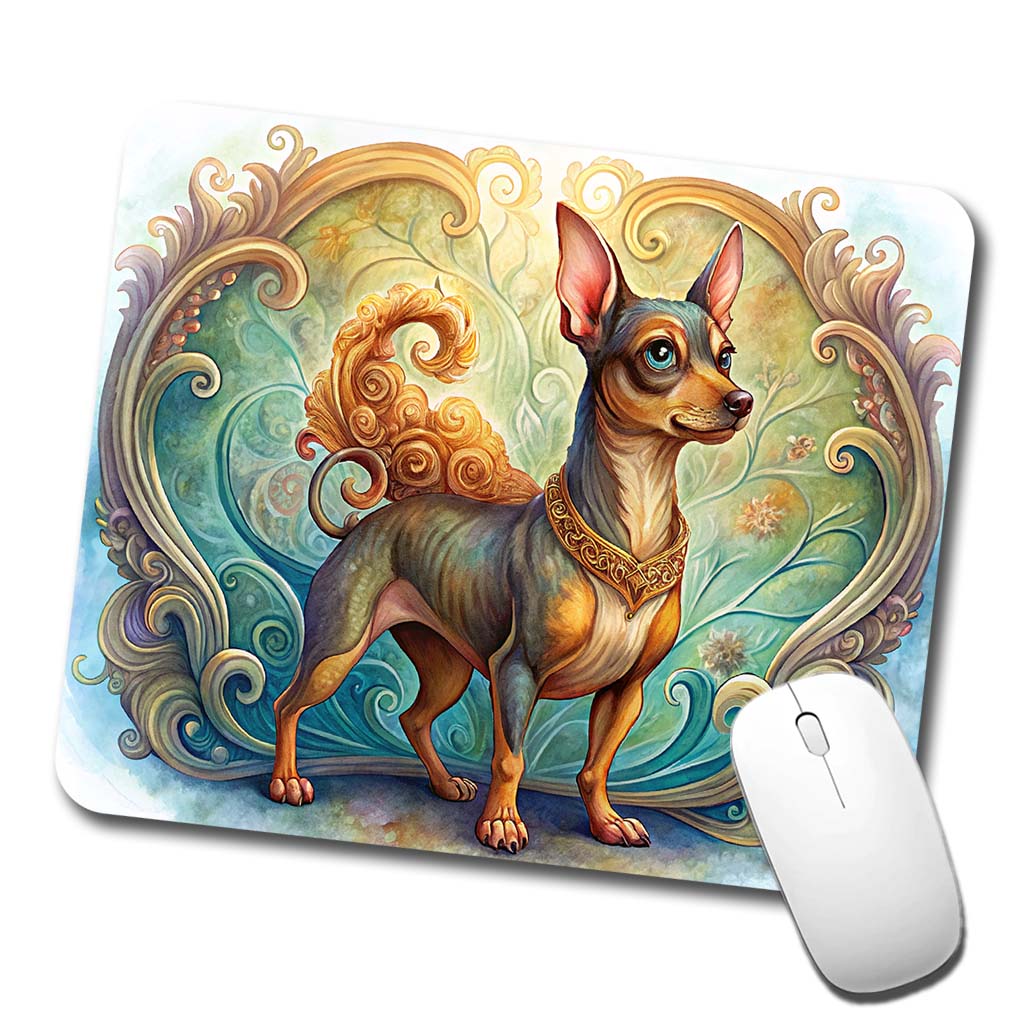 Miniature Pinscher Dog Art Nouveau Low Profile Mouse Pad Mat