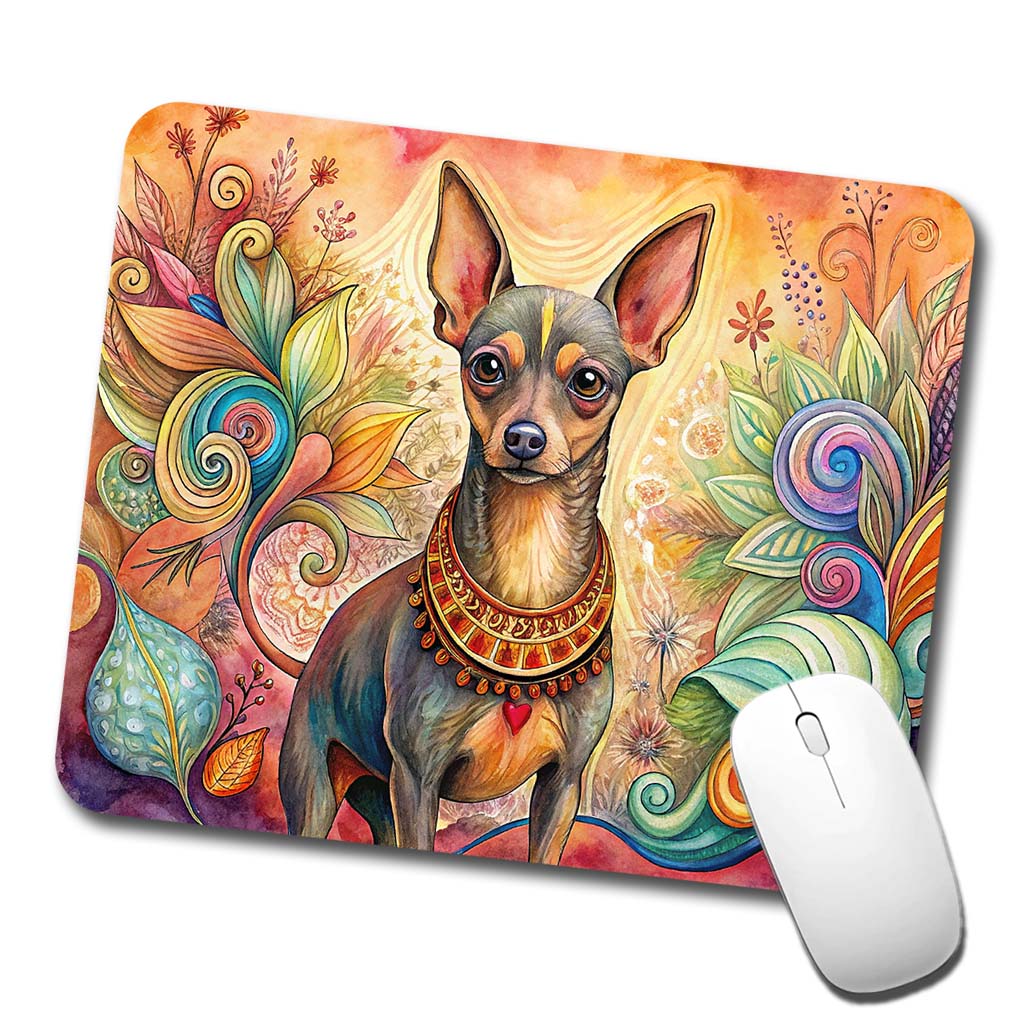 Miniature Pinscher Dog Bohemian Art Low Profile Mouse Pad Mat