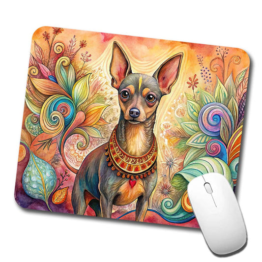 Miniature Pinscher Dog Bohemian Art Low Profile Mouse Pad Mat