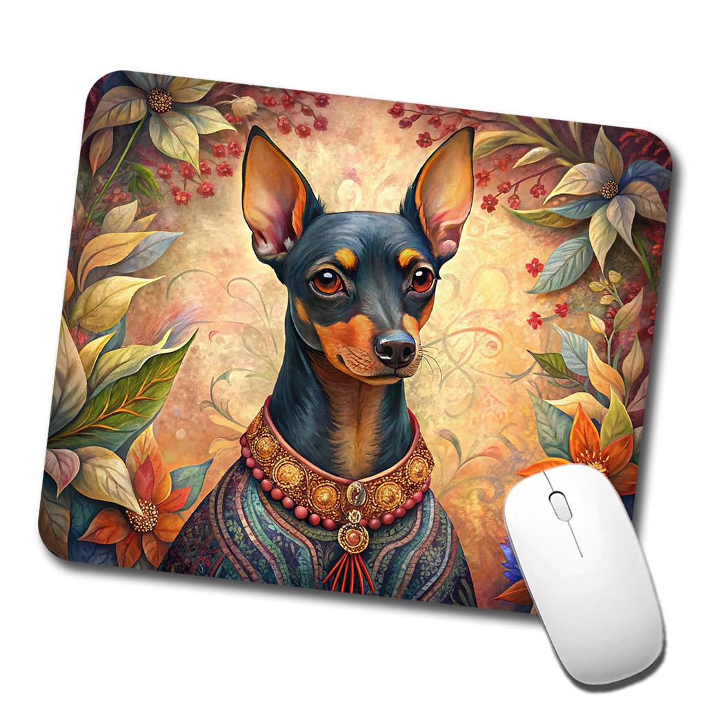 Miniature Pinscher Dog French Bohemian Art Low Profile Mouse Pad Mat
