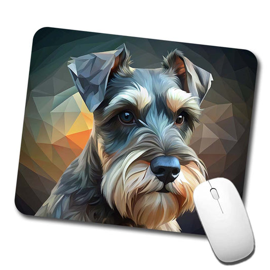 Miniature Schnauzer Dog Abstract Stylized Art Low Profile Mouse Pad Mat