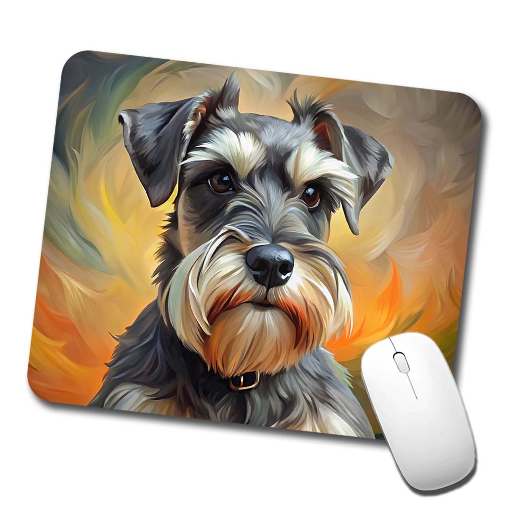 Miniature Schnauzer Dog Expressionism Art Low Profile Mouse Pad Mat
