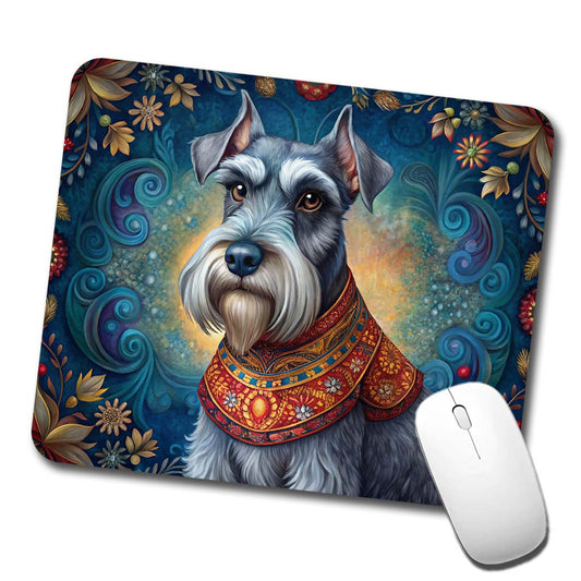 Miniature Schnauzer Dog French Bohemian Art Low Profile Mouse Pad Mat