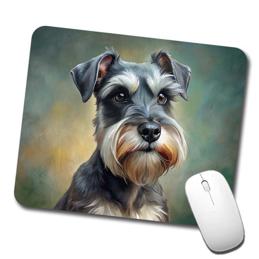 Miniature Schnauzer Dog Illustration Low Profile Mouse Pad Mat