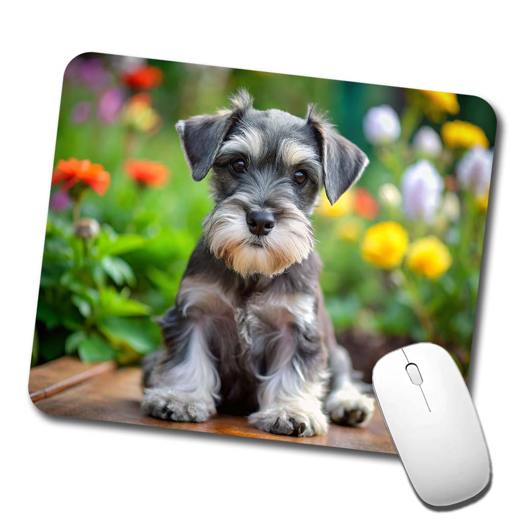 Miniature Schnauzer Dog Puppy Photo Low Profile Mouse Pad Mat