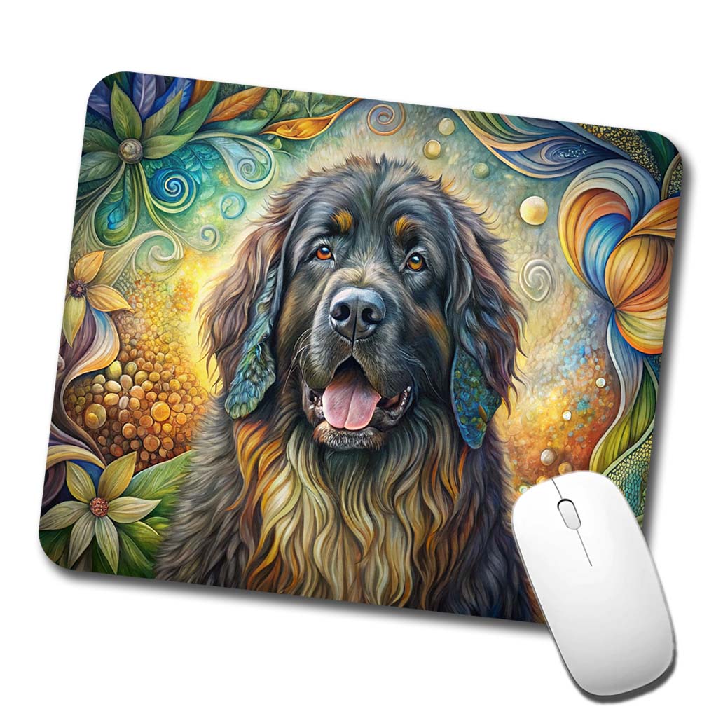 Newfoundland Dog Bohemian Art Low Profile Mouse Pad Mat