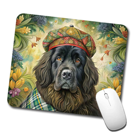 Newfoundland Dog French Bohemian Art Low Profile Mouse Pad Mat