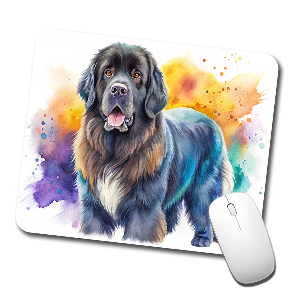 Newfoundland Dog Watercolor Style Low Profile Mouse Pad Mat
