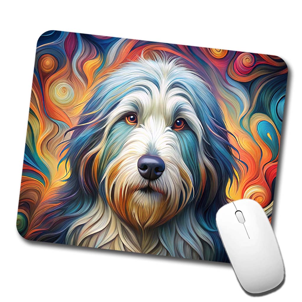Old English Sheepdog Dog Abstract Art Low Profile Mouse Pad Mat