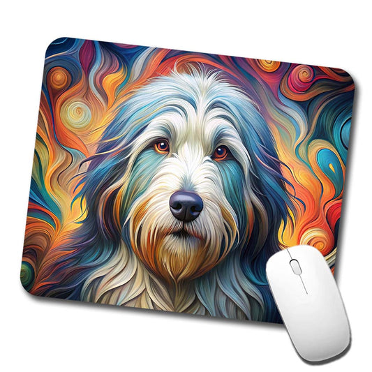 Old English Sheepdog Dog Abstract Art Low Profile Mouse Pad Mat