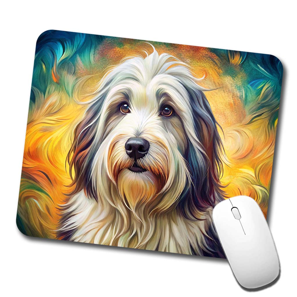 Old English Sheepdog Dog Bohemian Art Low Profile Mouse Pad Mat