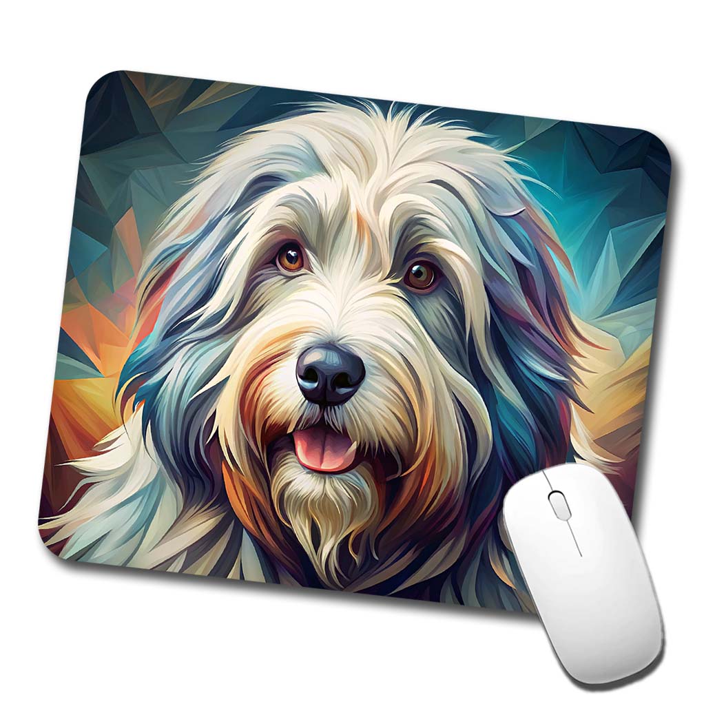 Old English Sheepdog Dog Contemporary Art Low Profile Mouse Pad Mat