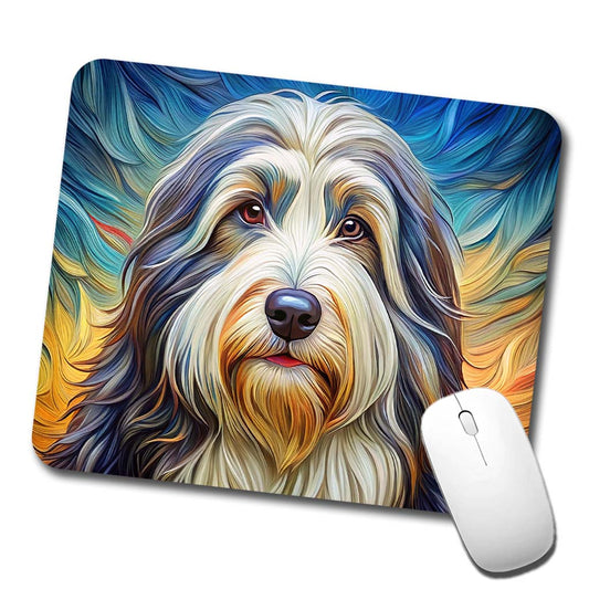 Old English Sheepdog Dog Expressionism Art Low Profile Mouse Pad Mat
