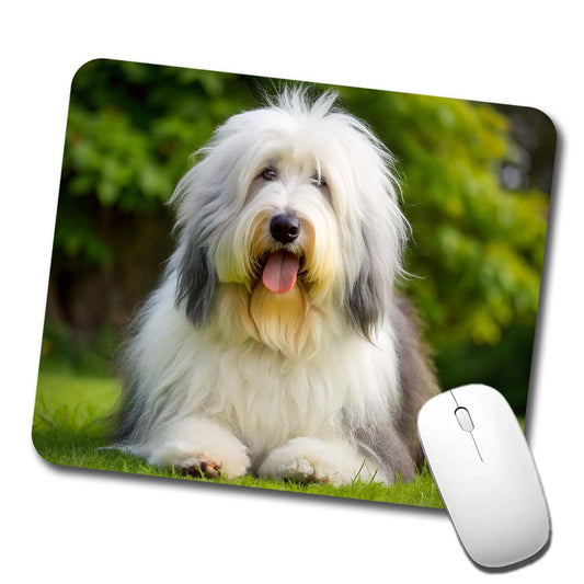 Old English Sheepdog Dog Photo Low Profile Mouse Pad Mat