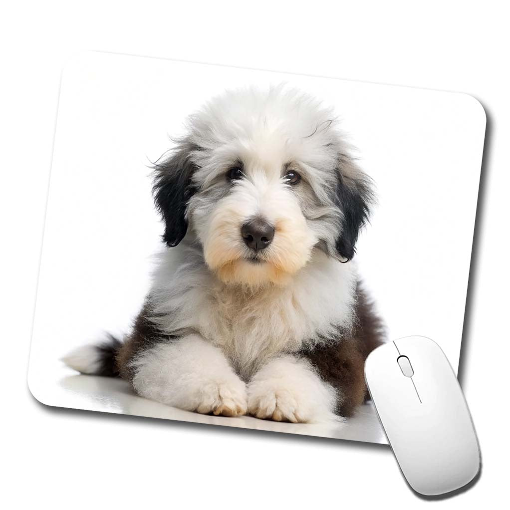 Old English Sheepdog Dog Puppy Photo Low Profile Mouse Pad Mat