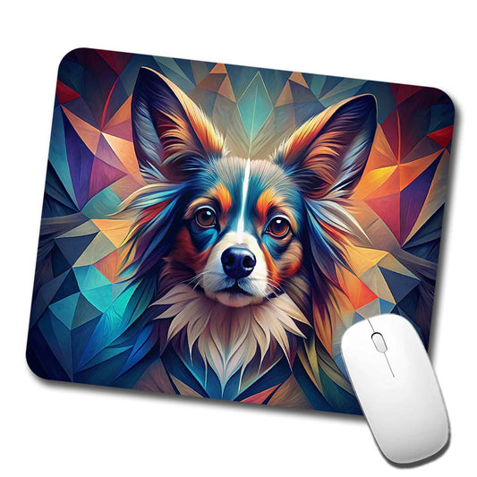 Papillion Dog Abstract Stylized Art Low Profile Mouse Pad Mat