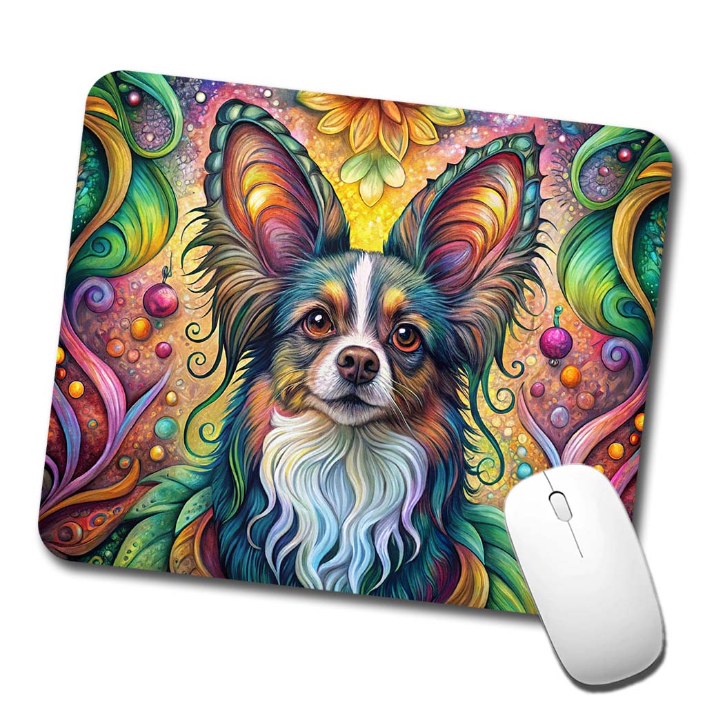 Papillion Dog Bohemian Art Low Profile Mouse Pad Mat