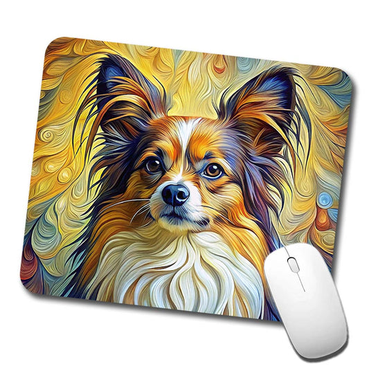 Papillion Dog Expressionism Art Low Profile Mouse Pad Mat
