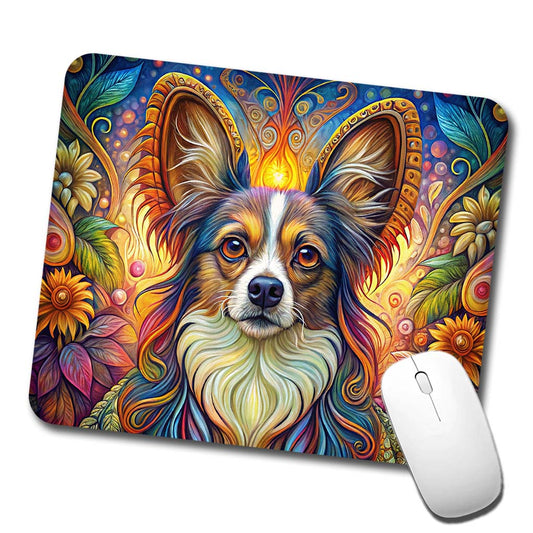 Papillion Dog French Bohemian Art Low Profile Mouse Pad Mat