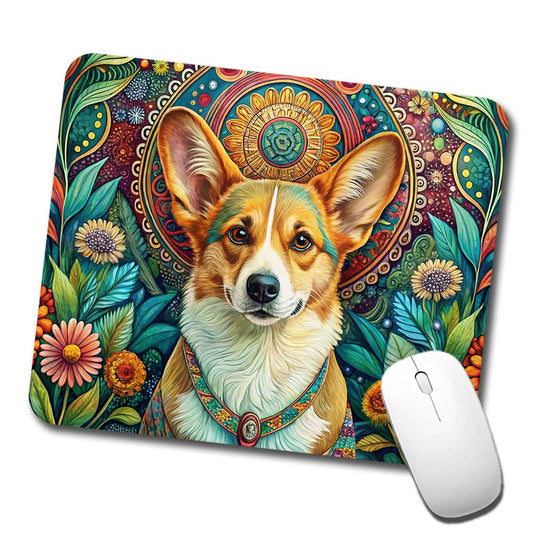 Pembroke Welsh Corgi Dog Bohemian Art Low Profile Mouse Pad Mat
