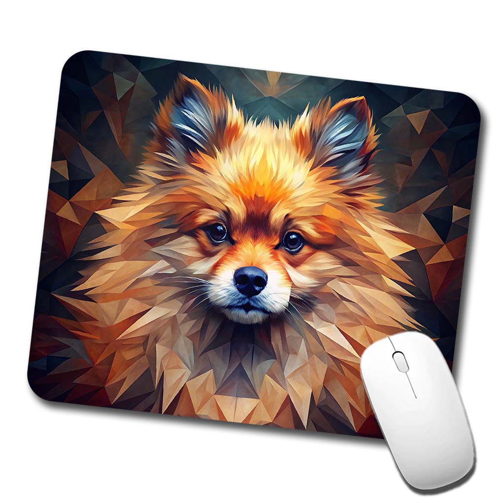 Pomeranian Dog Abstract Art Low Profile Mouse Pad Mat