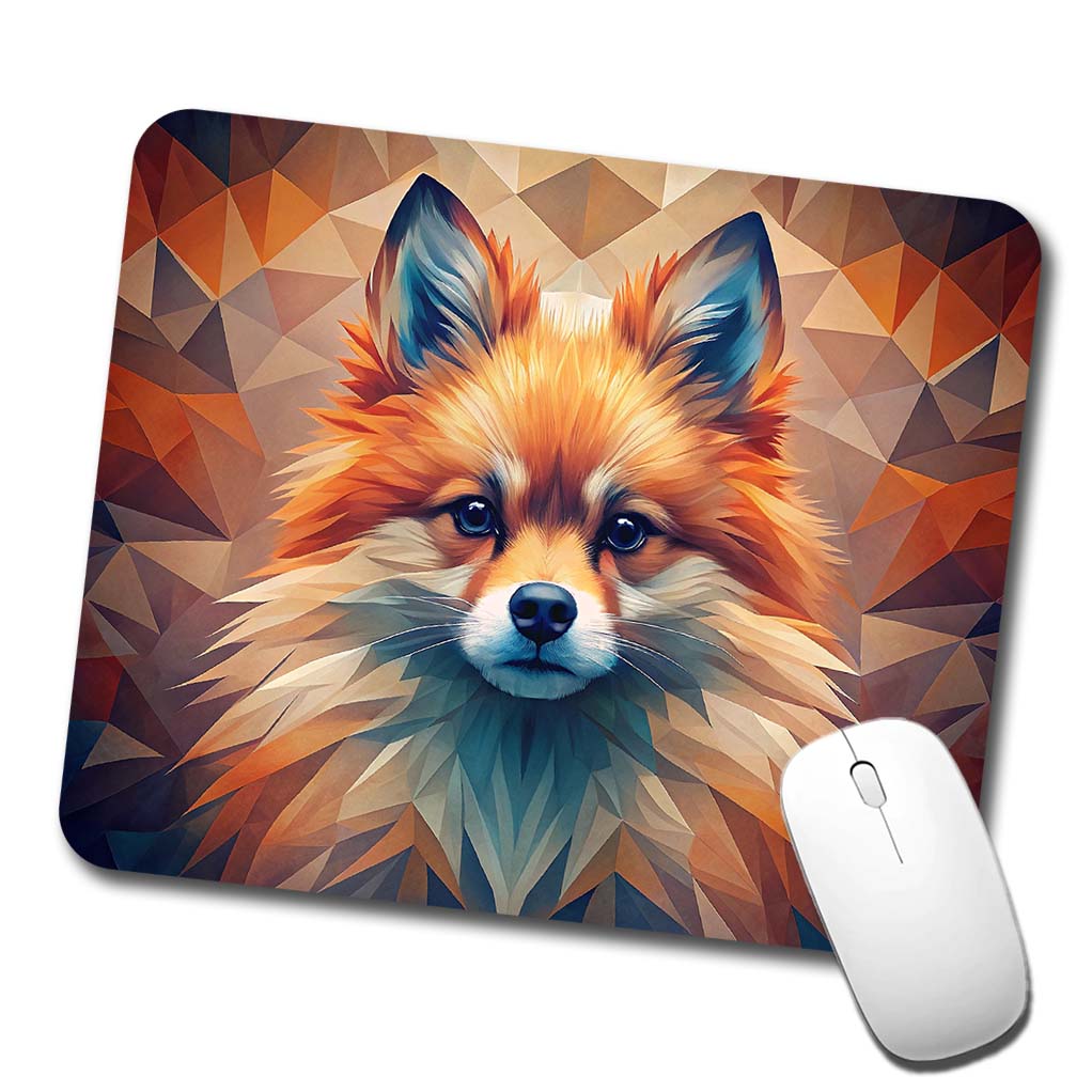 Pomeranian Dog Abstract Stylized Art Low Profile Mouse Pad Mat