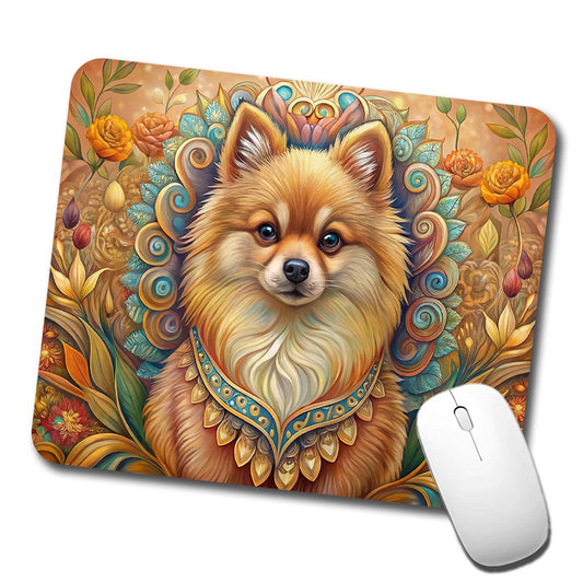 Pomeranian Dog Art Nouveau Low Profile Mouse Pad Mat