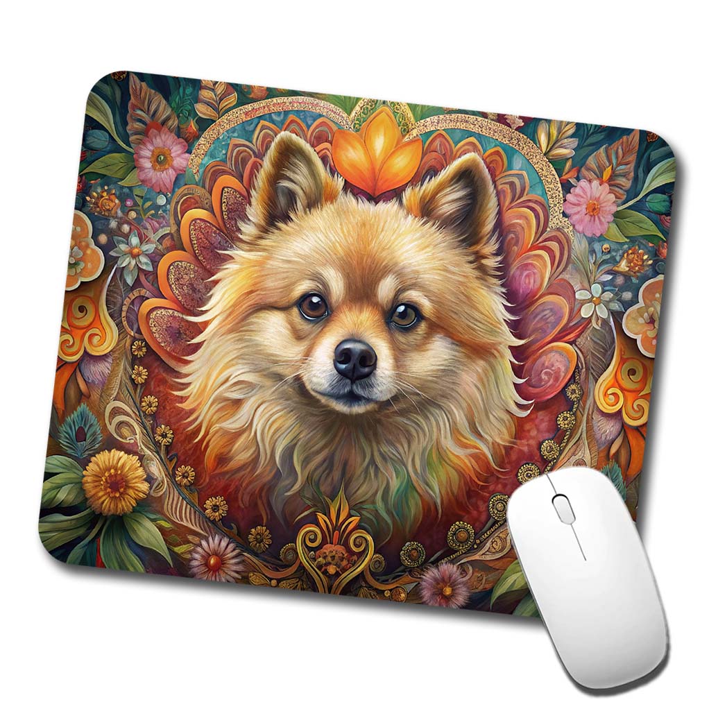Pomeranian Dog Bohemian Art Low Profile Mouse Pad Mat
