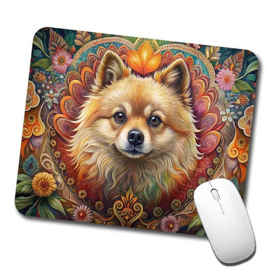 Pomeranian Dog Bohemian Art Low Profile Mouse Pad Mat