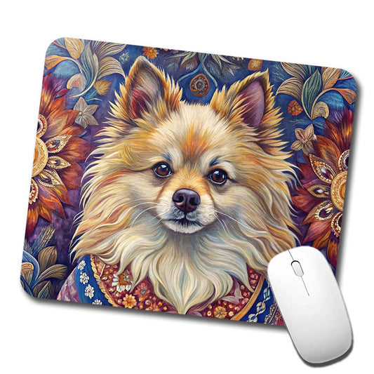 Pomeranian Dog French Bohemian Art Low Profile Mouse Pad Mat
