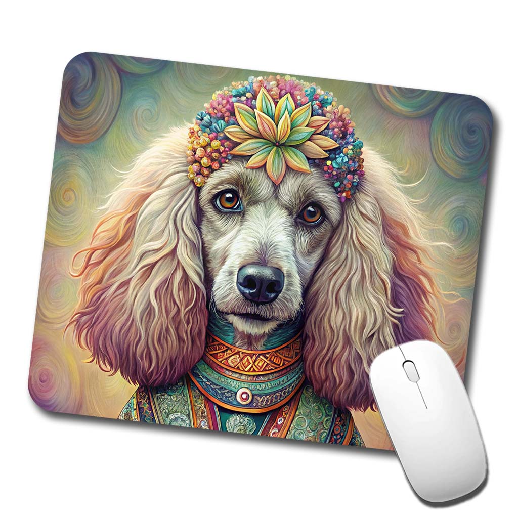 Poodle Dog Bohemian Art Low Profile Mouse Pad Mat