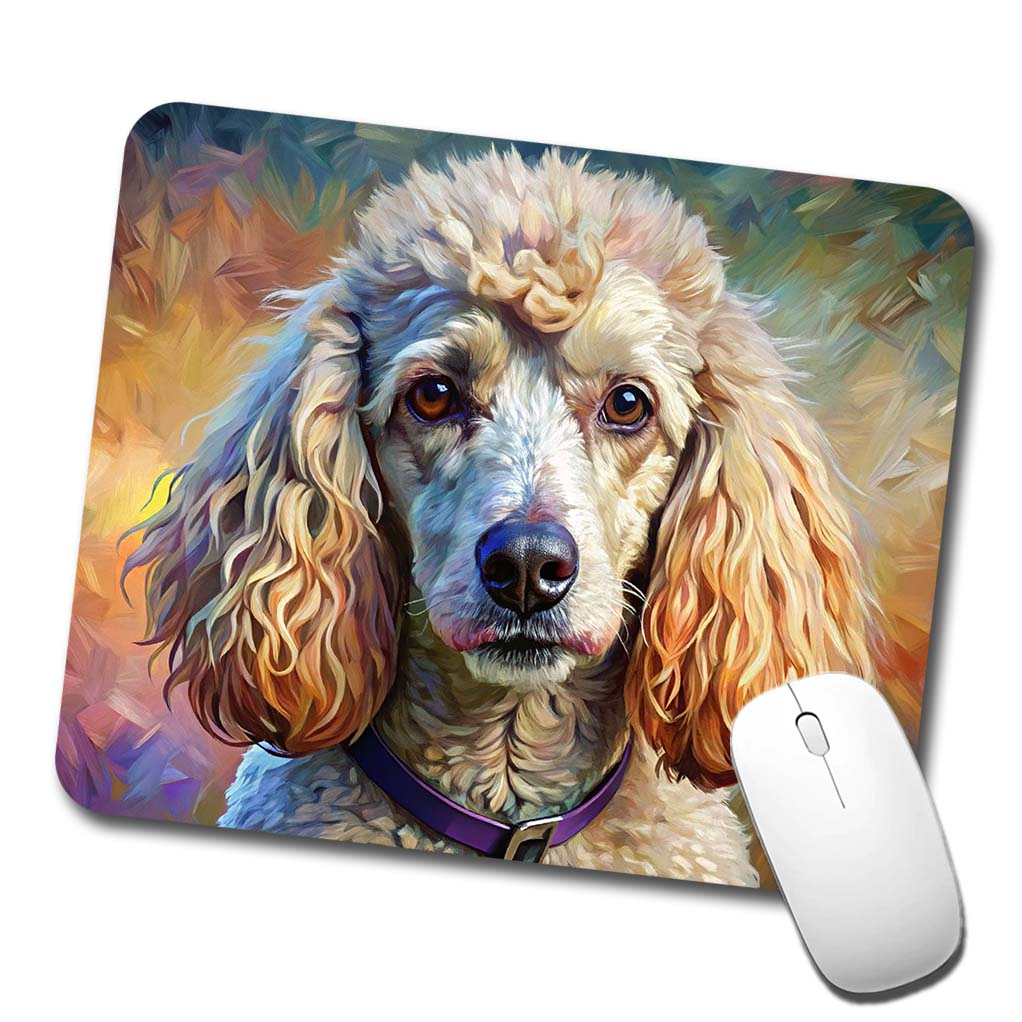 Poodle Dog Expressionism Art Low Profile Mouse Pad Mat