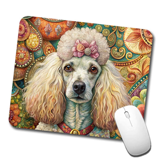 Poodle Dog French Bohemian Art Low Profile Mouse Pad Mat