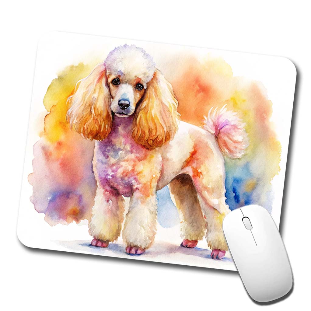 Poodle Dog Watercolor Style Low Profile Mouse Pad Mat