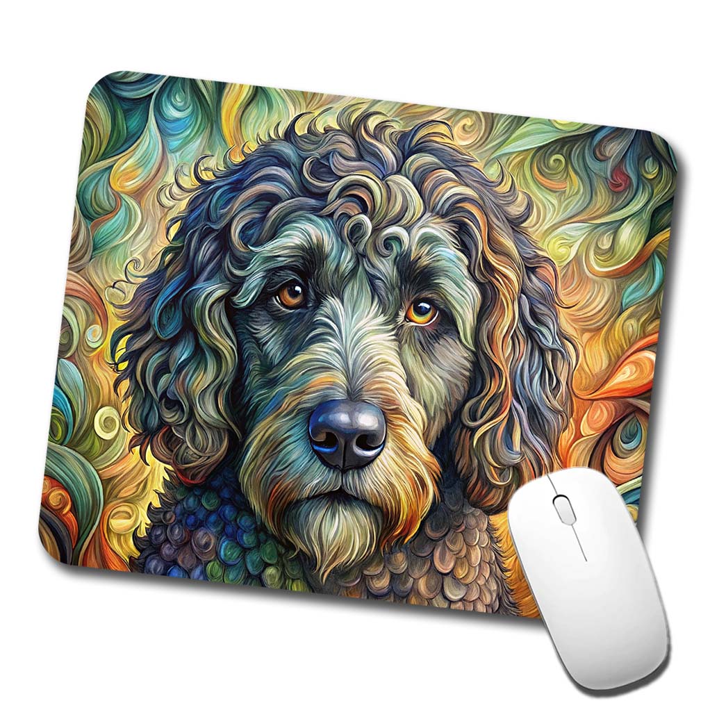 Portuguese Water Dog Abstract Art Low Profile Mouse Pad Mat